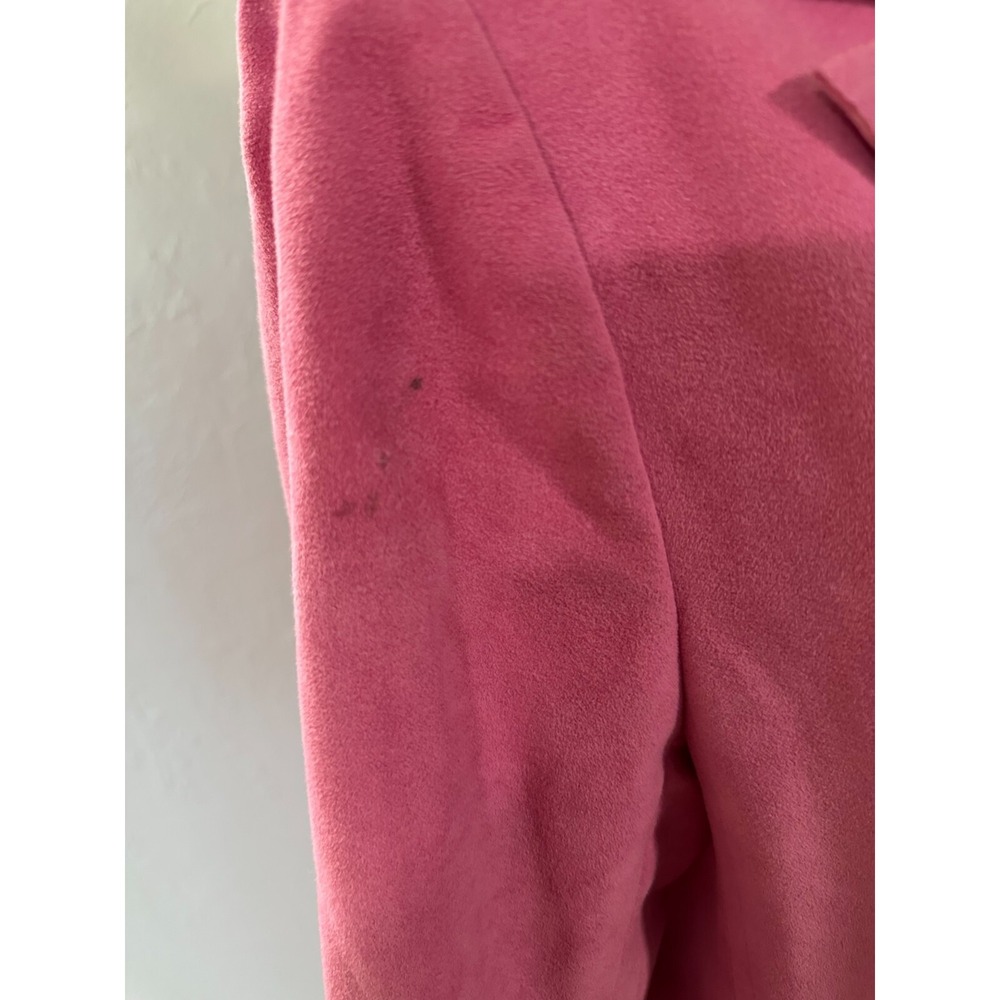 Vintage Women's Ultrasuede‎ Bubble Gum Electric Pink Long Trench Coat Size 6 - Picture 11 of 13